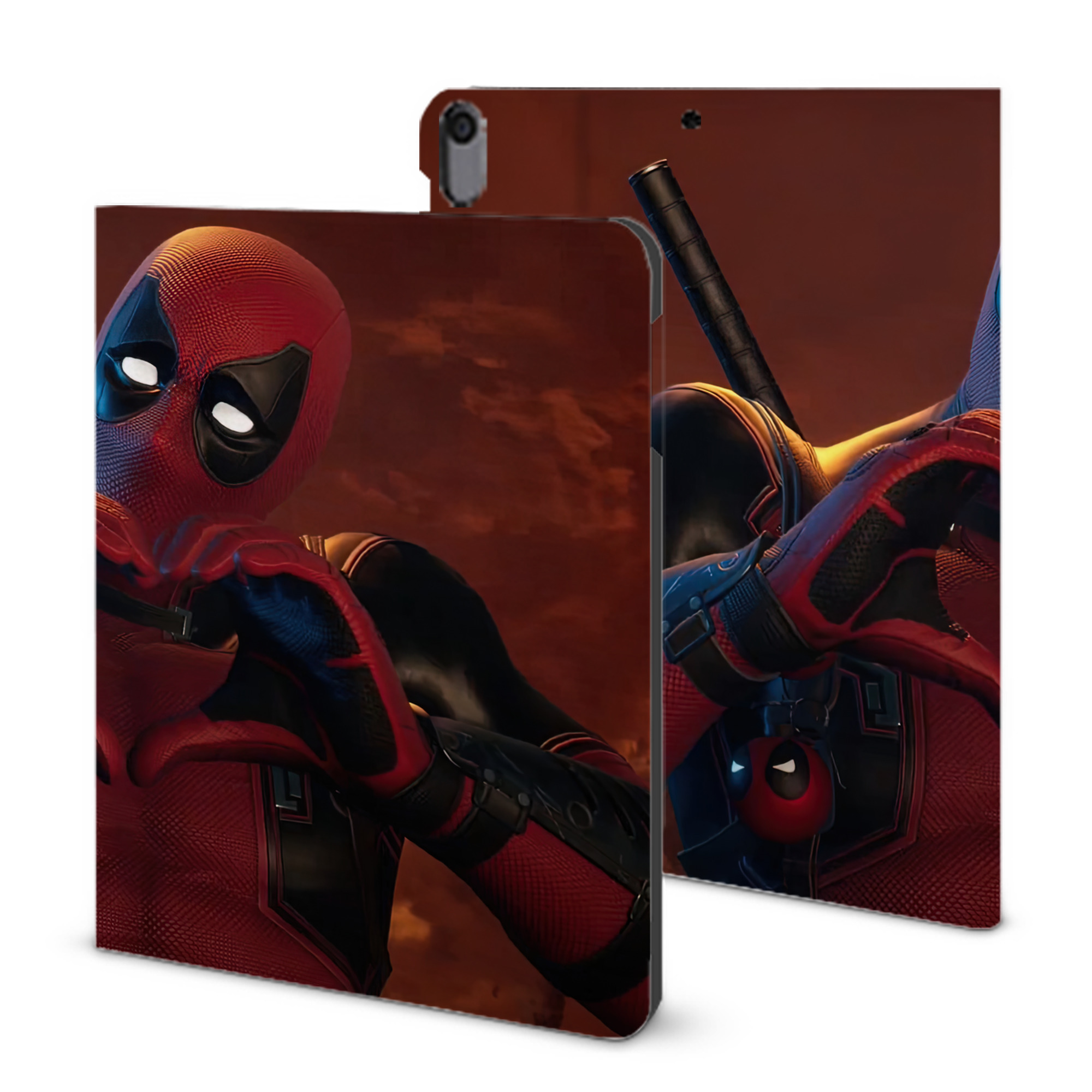 （画像用） Deadpool デッドプール IPad ケース ブック型 PUレザー TPU 耐衝撃 軽量 薄型 ペン収納なし 全面保護 IPad 各モデル対応